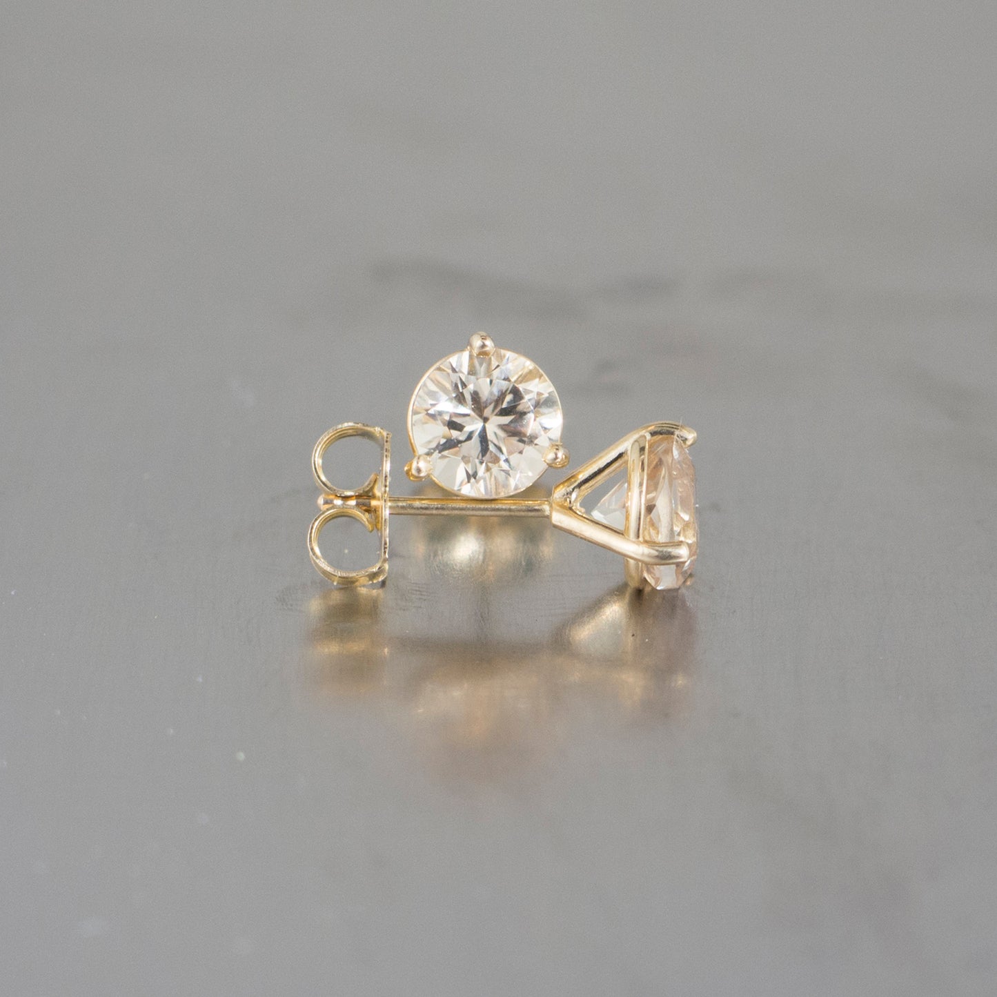 Gold Sunstone Stud Earrings