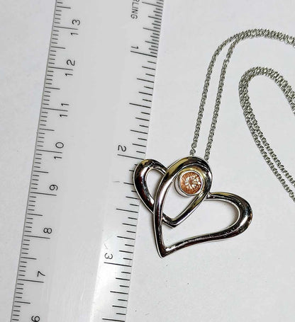 Sterling Silver "Two Hearts as One" Necklace with Oregon Sunstone
